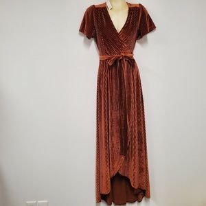Baltic Born Andi Ribbed Velvet Wrap Dress